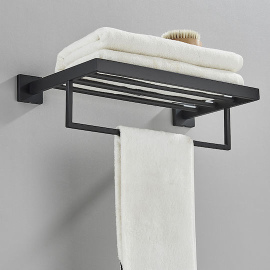 Rack de Baie cu 5 Locuri De Perete cu șuruburi ​40x40cm Negru