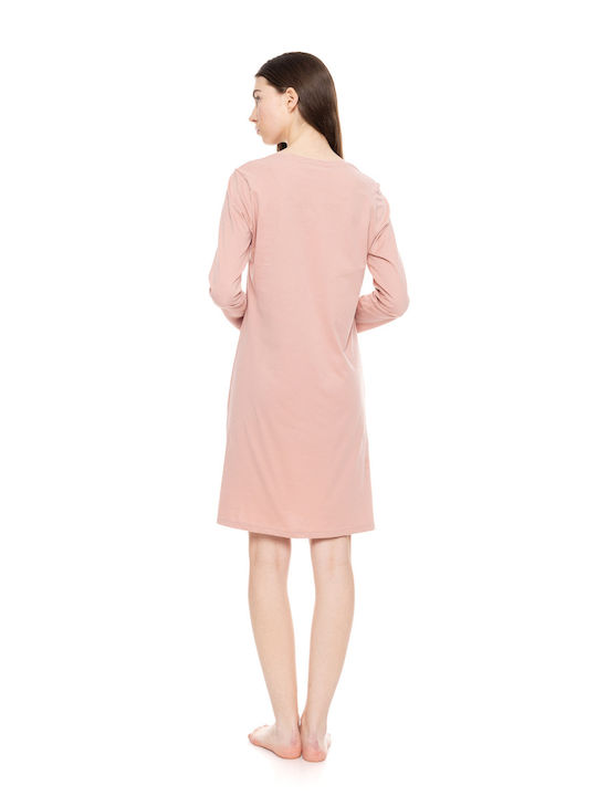 Pink Label Winter Cotton Women's Nightdress Rose