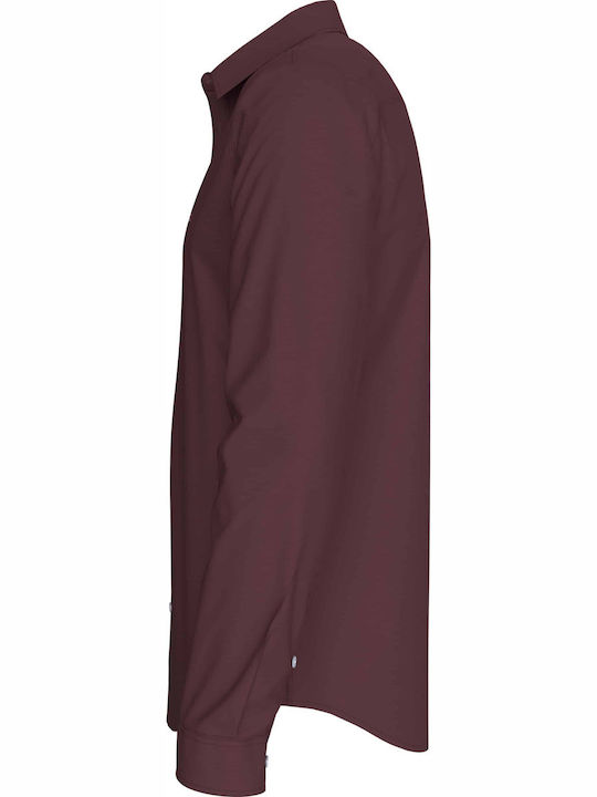 Long-sleeved Denim Shirt Burgundy
