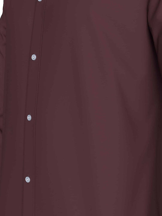 Long-sleeved Denim Shirt Burgundy