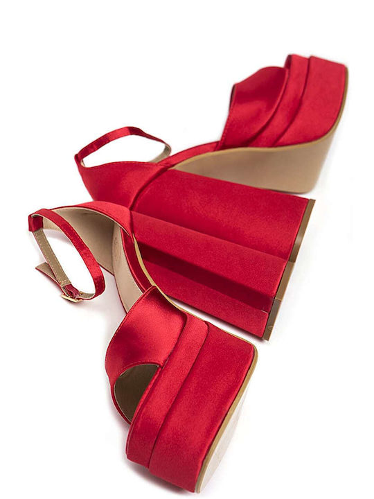 Keep Fred Platform Fabric Women's Sandals Red