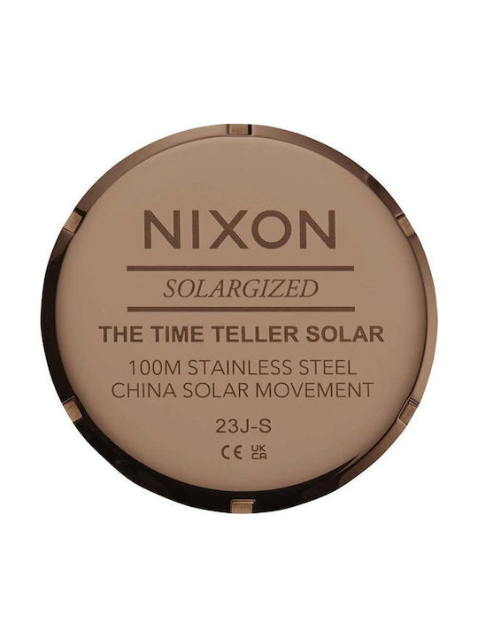 Nixon Herrenuhr Solar mit Braun Metallarmband