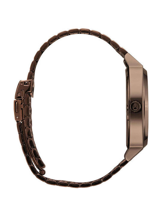 Nixon Herrenuhr Solar mit Braun Metallarmband