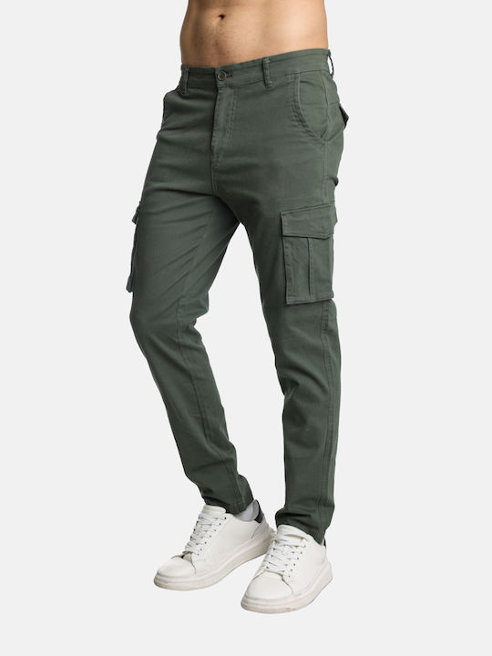 Paco & Co Men's Trousers Cargo Elastic in Regular Fit Olive