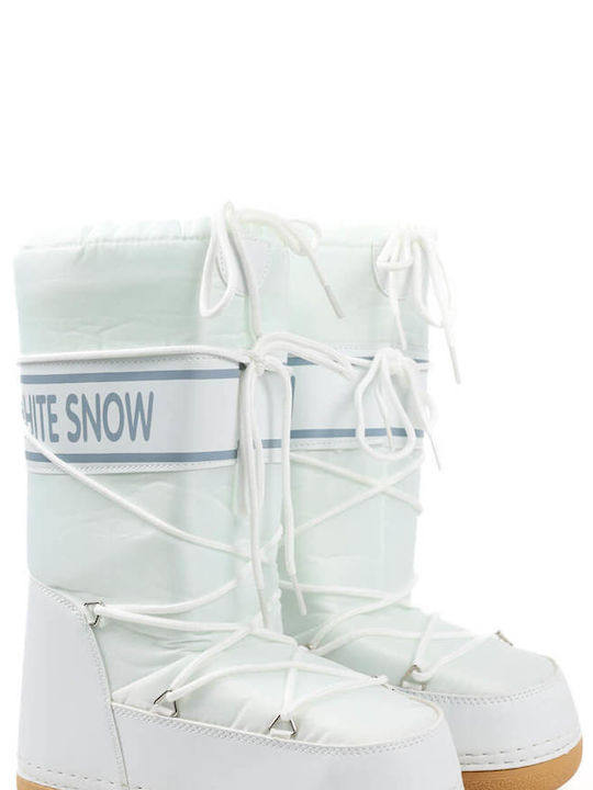 White Snow Boots with Laces