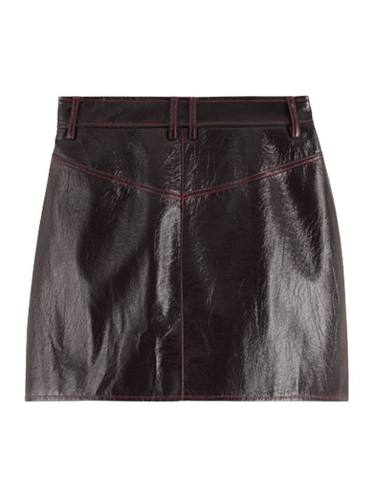 Scotch & Soda Leather Mini Skirt Wine