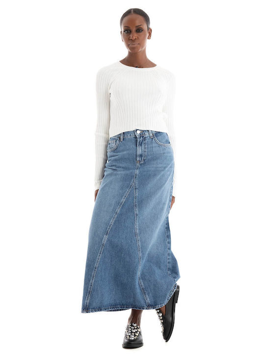 Only Denim High Waist Maxi Skirt Medium Aged Denim