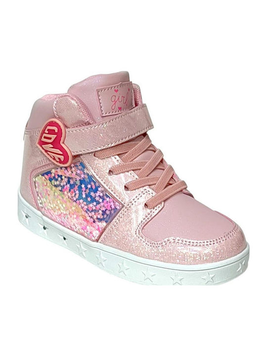 Παιδικά Sneakers High με Σκρατς Ροζ
