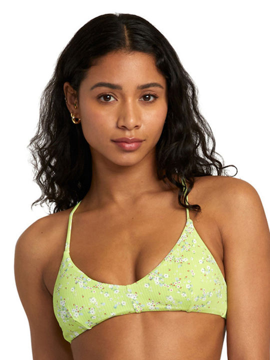 RVCA Padded Bikini Swim Top with Adjustable Straps Neon Green