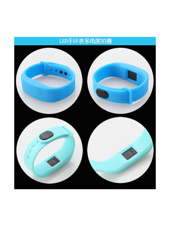 Kids Digital Watch with Rubber/Plastic Strap Light Blue