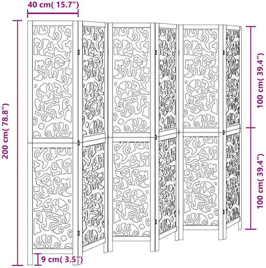 vidaXL Dekorativer Raumteiler Hölzernes mit 6 Paneelen 210x200cm