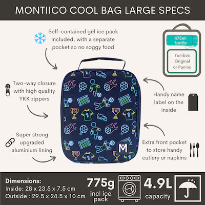 Montiico Insulated Lunch Bag Large Dinosaur Land