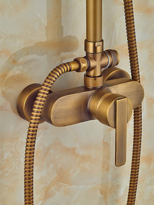Coloană de duș cu Baterie Bronz
