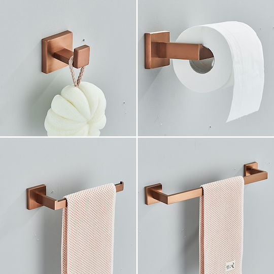 Badezimmer-Accessoire-Set Metall Rosa 4Stück Badezimmer-Accessoire-Set Metall Rosa 4Stück