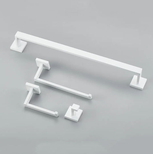 Badezimmer-Accessoire-Set Metall Weiß 4Stück