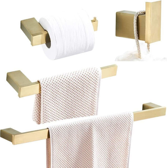 Set Accesorii Baie Metalic Auriu 4buc