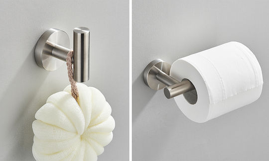 Badezimmer-Accessoire-Set Metall Silber 4Stück