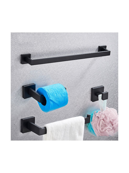 Set Accesorii Baie Metalic Negru 4buc Set Accesorii Baie Metalic Negru 4buc