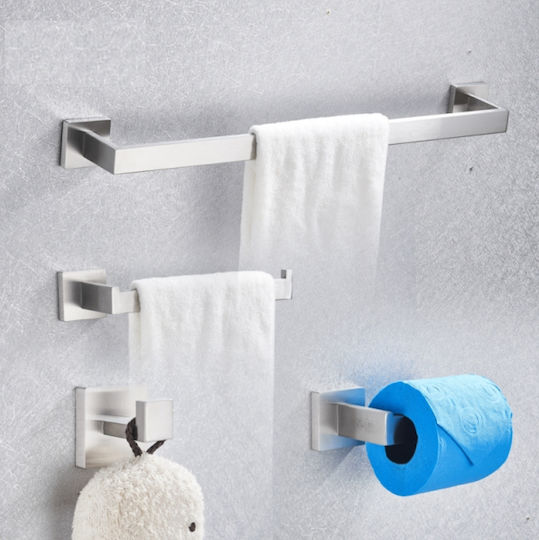 Badezimmer-Accessoire-Set Metall Silber 4Stück Badezimmer-Accessoire-Set Metall Silber 4Stück