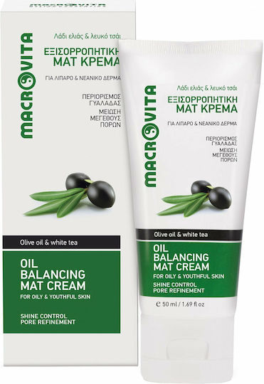 Macrovita Oil Balancing Mat with Olive Oil & White Tea 24h Cream Face for Oily Skin 50ml