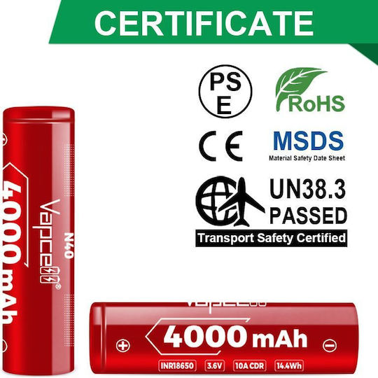Vapcell 18650 N40 4000mah 10a Battery