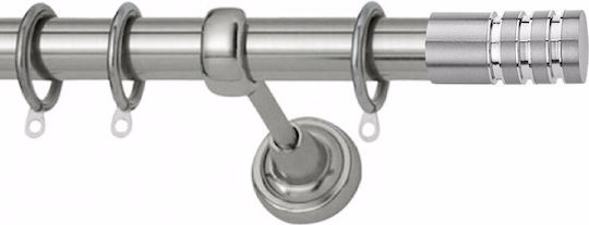 Metallic Curtain Pole Genoa Classic Double with Rod Diameter 25mm Length 140cm Nickel Satin A298987_20082