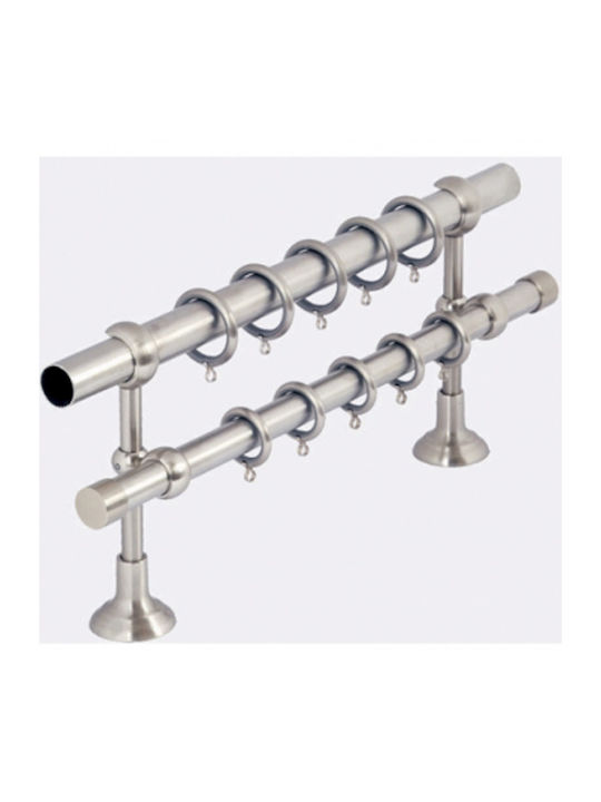 Metallic Curtain Pole Genoa Classic Double with Rod Φ25mm 140cm Nickel Satin