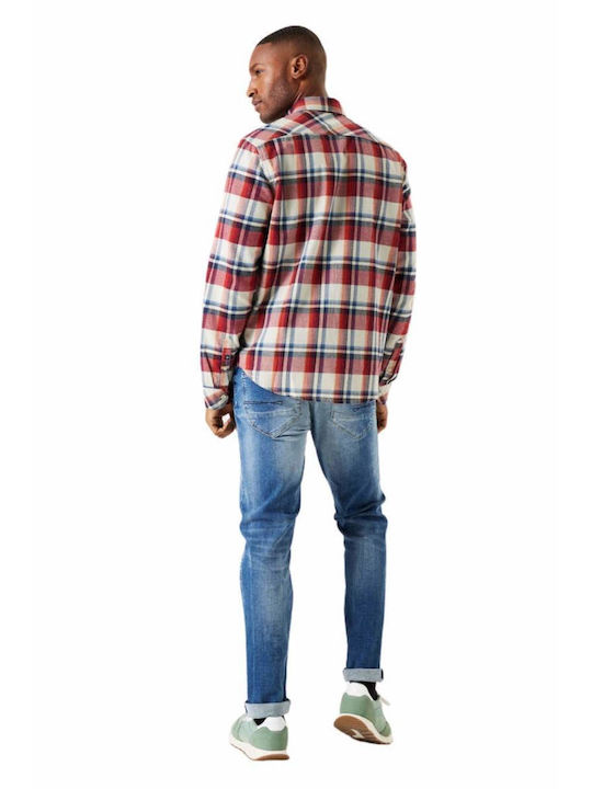 Garcia Men's Shirt Long Sleeve Cotton Checked Κόκκινο Καρό