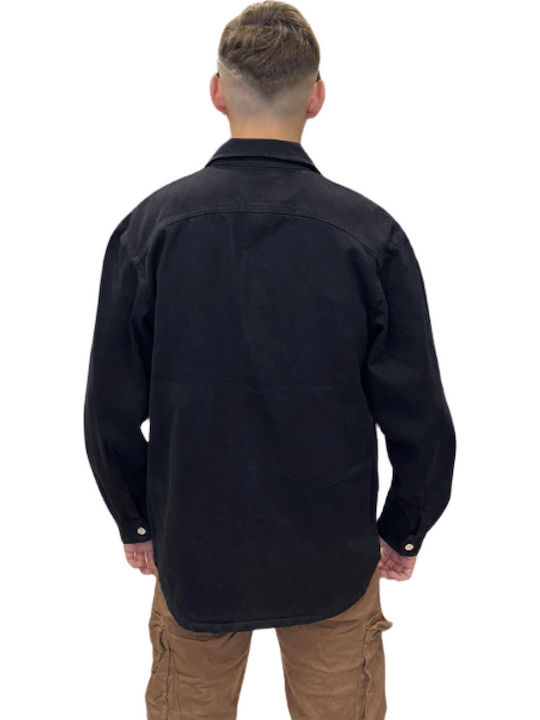 Long-sleeved Denim Shirt Black