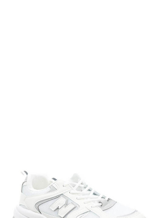 White Modern Sneakers Combination of Materials