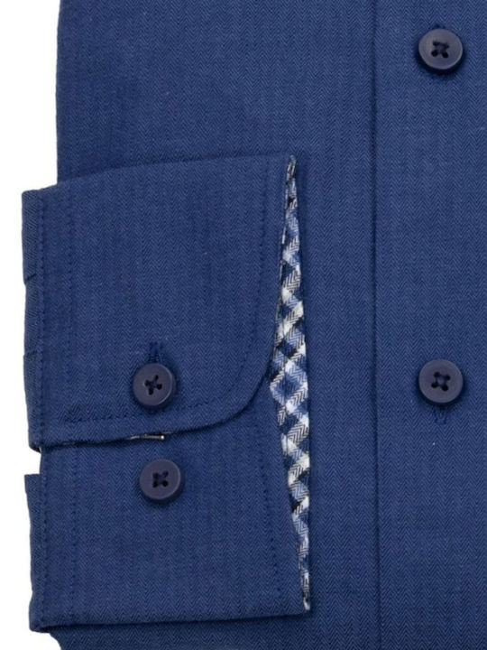 Long-sleeved Cotton Shirt Blue