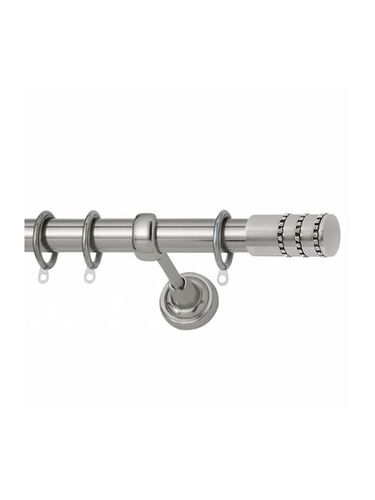 Metallic Curtain Pole Como Triple Strass Single Φ25mm 160cm Nickel Satin
