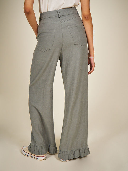 Damen Stoff Hose Olive
