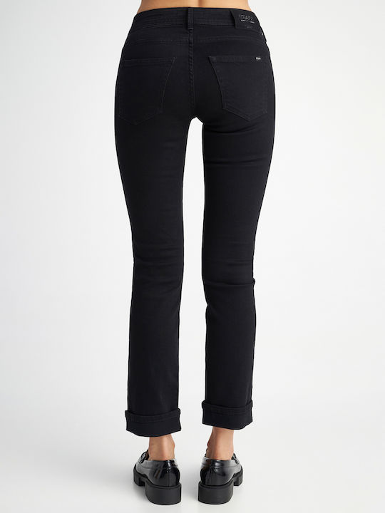 Monica Damenjeans Mittelhohe Taille in Gerader Linie Schwarz