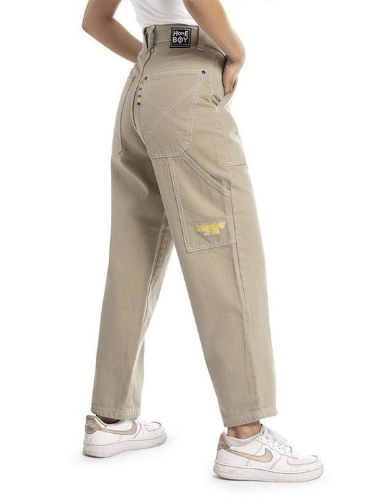 Homeboy Women's Fabric Capri Trousers in Slim Fit Sand