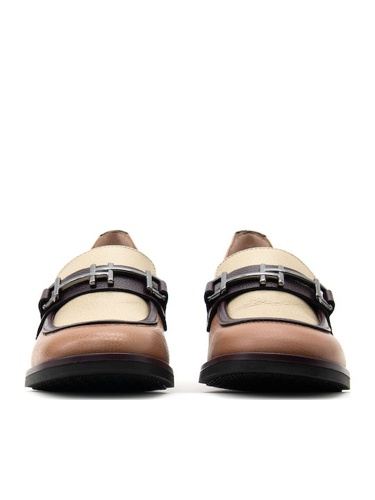Leather Ecru Medium Heels