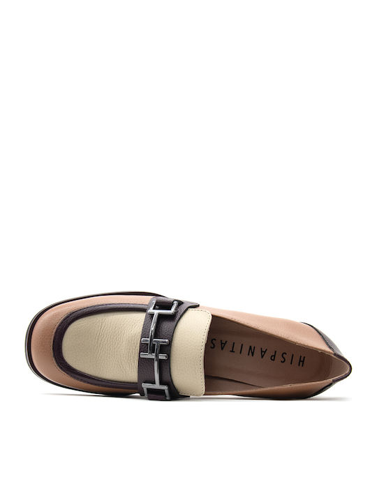 Leather Ecru Medium Heels