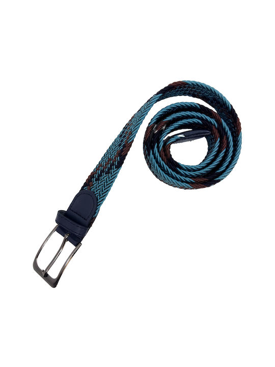 Senior Men's Knitted Fabric Wide Elastic Belt Blue