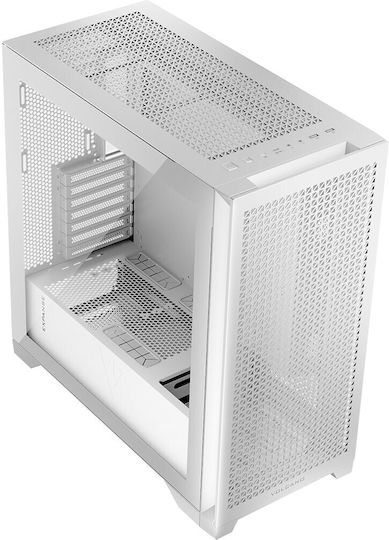 Volcano Expanse T Gaming Midi-Turm Computergehäuse mit Seitenfenster Weiß