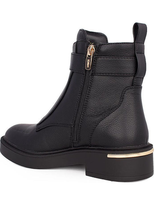 Leder Stiefeletten Damen Schwarz