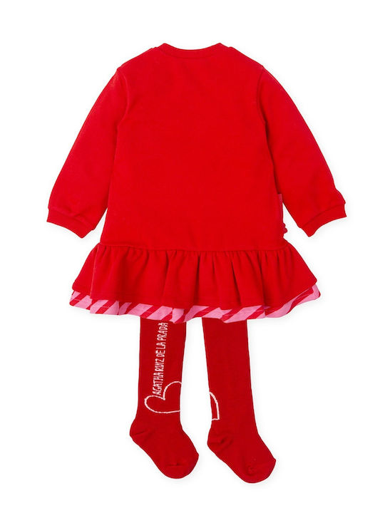 Agatha Ruiz De La Prada Kids Dress Set with Tights Red