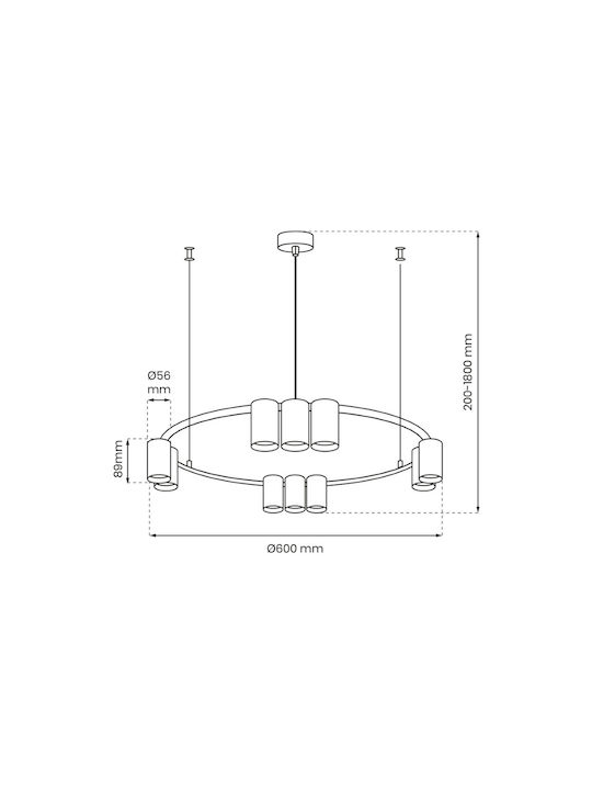 Eko Light Lustră Negru 60cm.