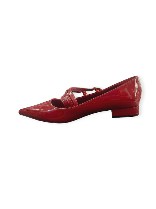 Ciaodea Damen Ballerinas aus Lackleder mit Riemen in Burgundisch Farbe