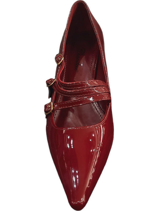 Patent Leather Ballerinas With strap Burgundy