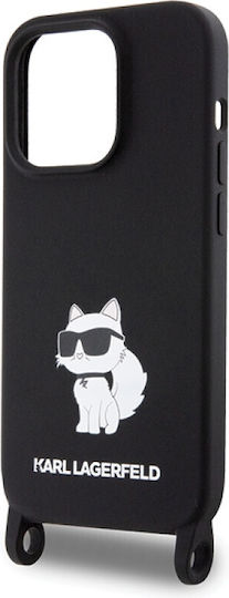 Karl Lagerfeld Choupette Back Cover Plastic with Strap Black (iPhone 15 Pro Max)