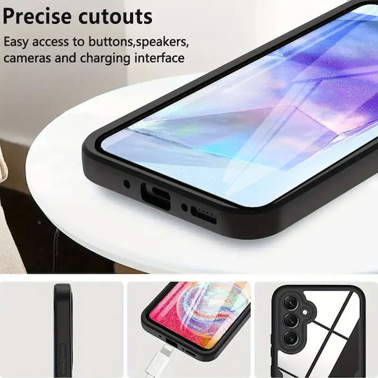 Techsuit ColorVerse 360 Vollschutz Silikon Schwarz Handyhülle (Galaxy A55)