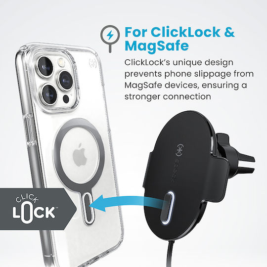 Speck Charging Vent Mount + Clicklock Car Mount Magsafe Wireless Charging Black