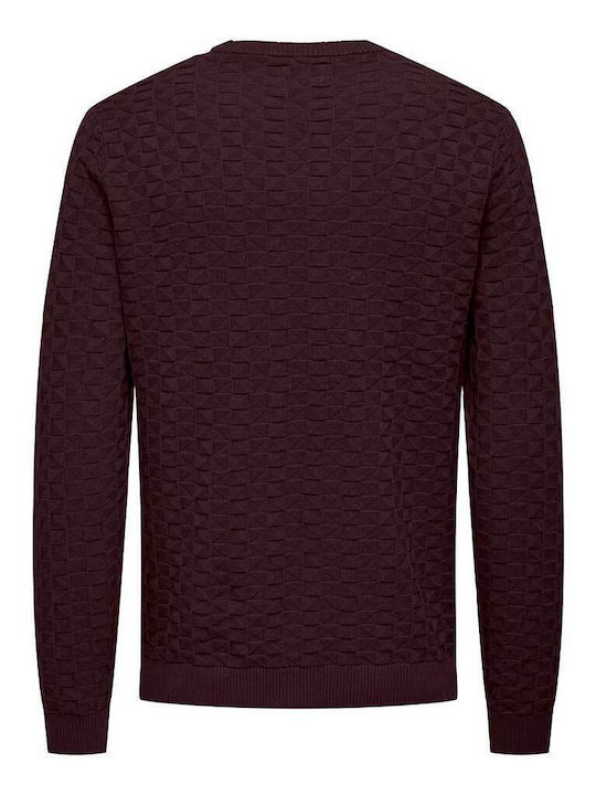 Only & Sons Men's Long Sleeve Sweater Burgundy