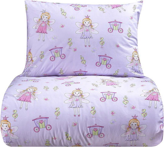 Beauty Home Art 6233 Set Kids Duvet Cover Single with Pillowcase Cotton Lilac 160x240cm