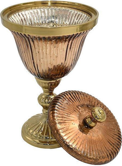 Fylliana Glass Sweet Jar Fl27294 with Lid Gold 15x26cm